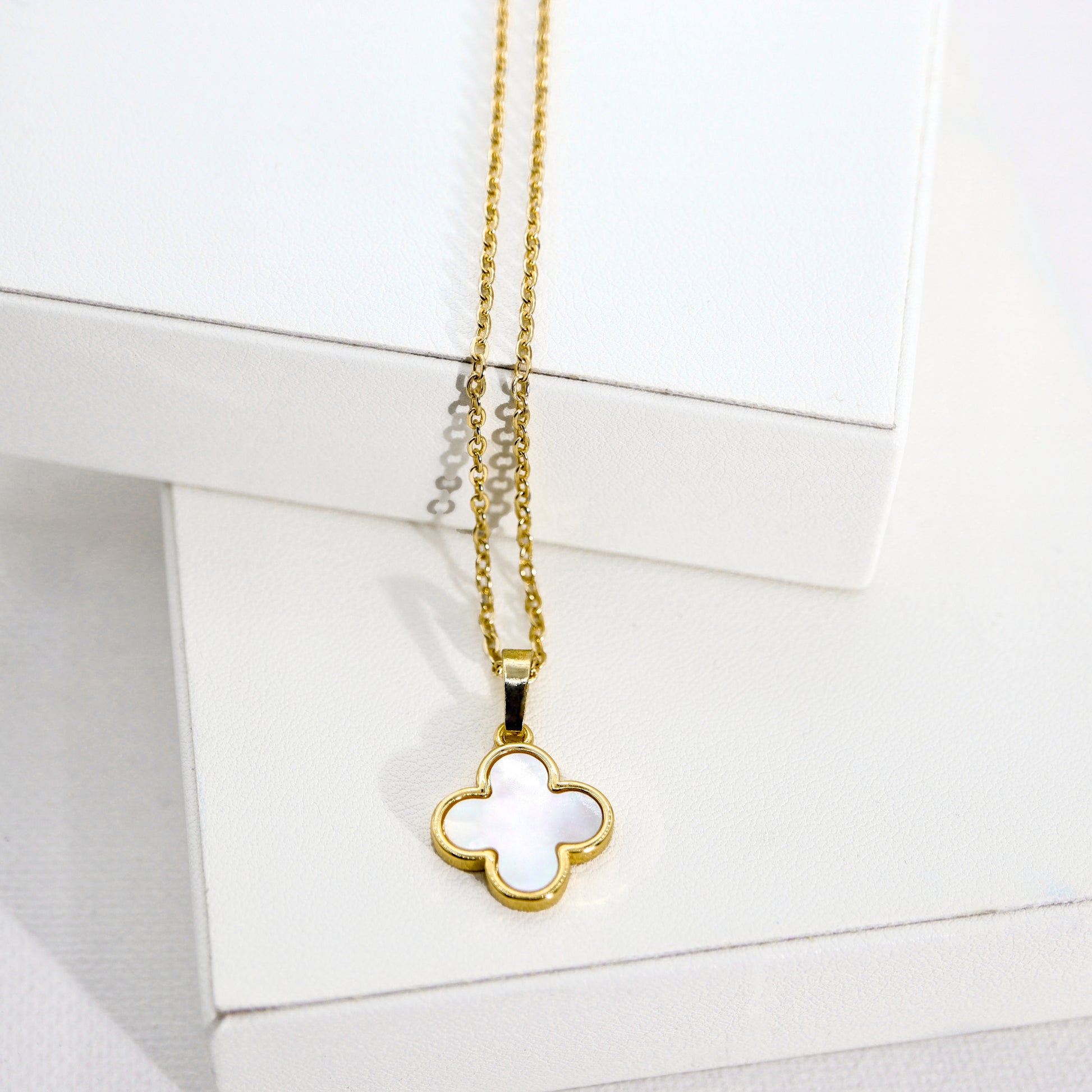 ROMALI 18K Gold-Plated Shell Clover Pendant Necklace - ROMALI
