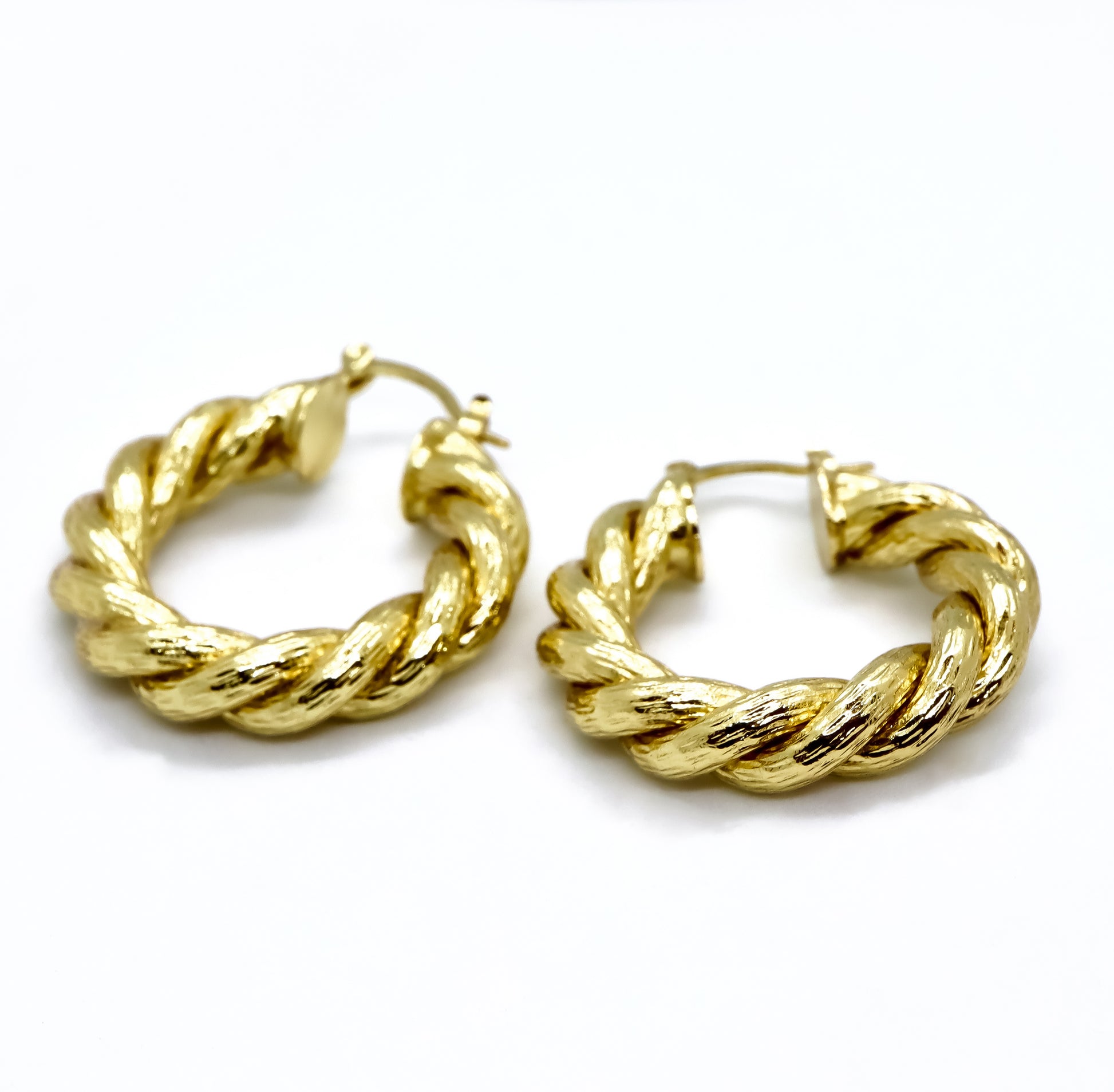 18k Gold-Plated Twisted Golden Hoops