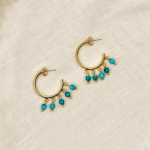 18k Gold-Plated Turquoise Hoops - ROMALI