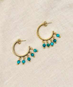 18k Gold-Plated Turquoise Hoops - ROMALI