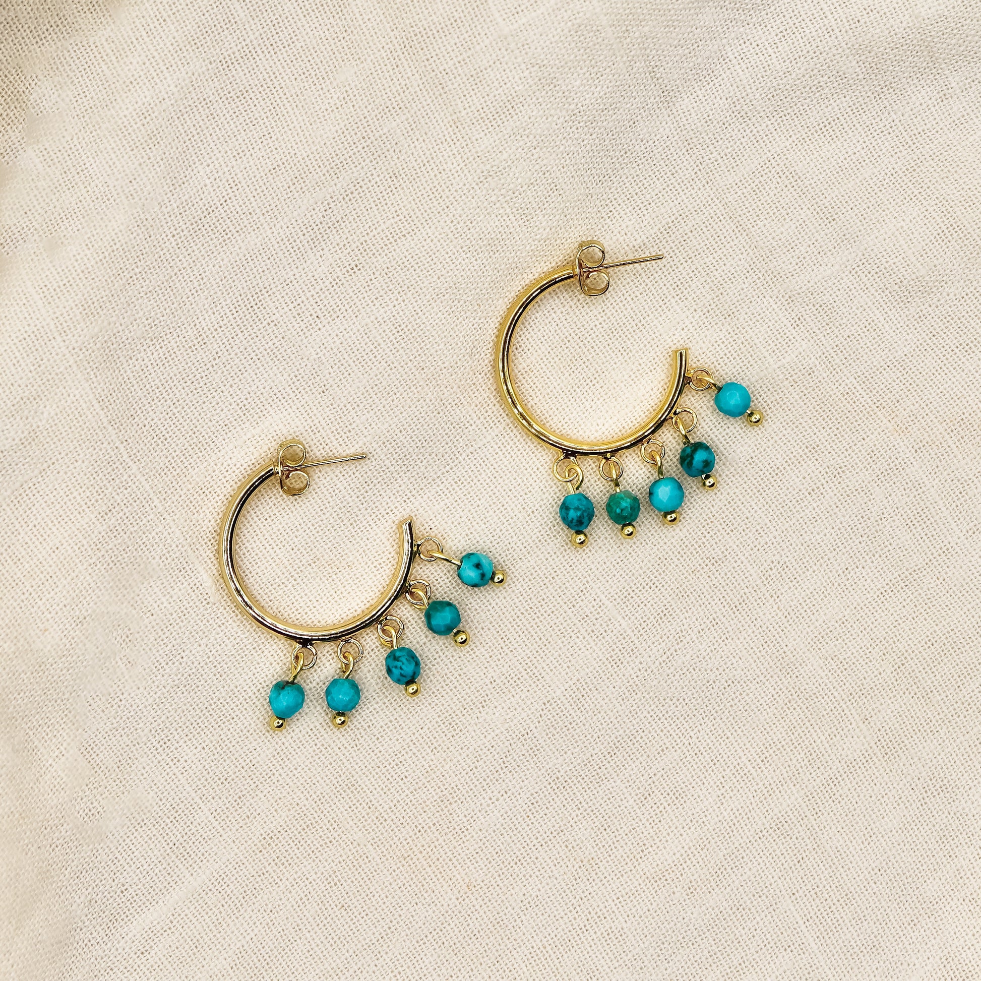18k Gold-Plated Turquoise Hoops - ROMALI