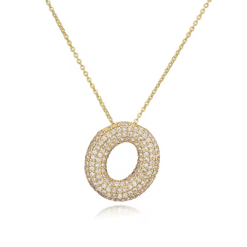 ROMALI 18K Gold-Plated Zirconia Balloon Initial Necklace - ROMALI