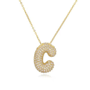 ROMALI 18K Gold-Plated Zirconia Balloon Initial Necklace - ROMALI
