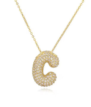 ROMALI 18K Gold-Plated Zirconia Balloon Initial Necklace - ROMALI