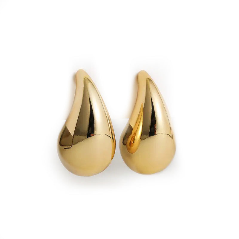 18k Gold-Plated Large Chunky Golden Teardrop Earrings