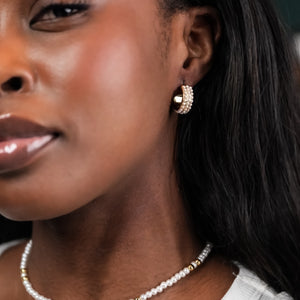 ROMALI 18K Gold-Plated Mini Pearl Cluster Hoop Earrings - ROMALI