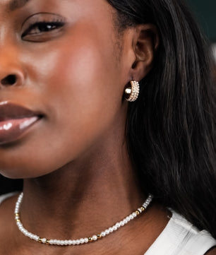 ROMALI 18K Gold-Plated Mini Pearl Cluster Hoop Earrings - ROMALI