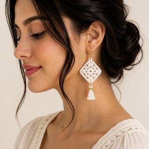ROMALI Handmade Crochet Tassel Earrings | 18K Gold-Plated