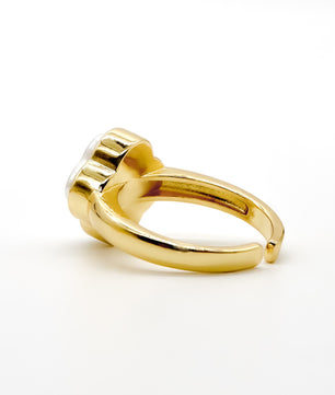 ROMALI 18K Gold Plated Clover Shell Pearl Ring - ROMALI