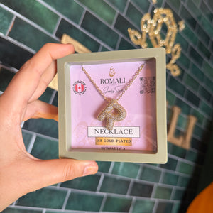 ROMALI 18K Gold-Plated Zirconia Balloon Initial Necklace