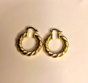 18k Gold-Plated Twisted Golden Hoops