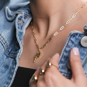 ROMALI 18K Gold-Plated Lock & Key Paperclip Pendant Necklace - ROMALI