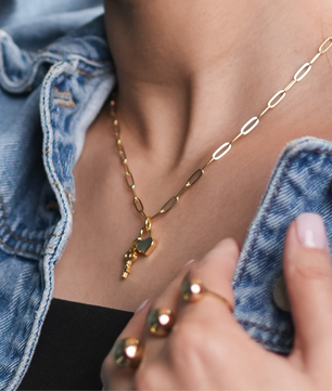 ROMALI 18K Gold-Plated Lock & Key Paperclip Pendant Necklace - ROMALI