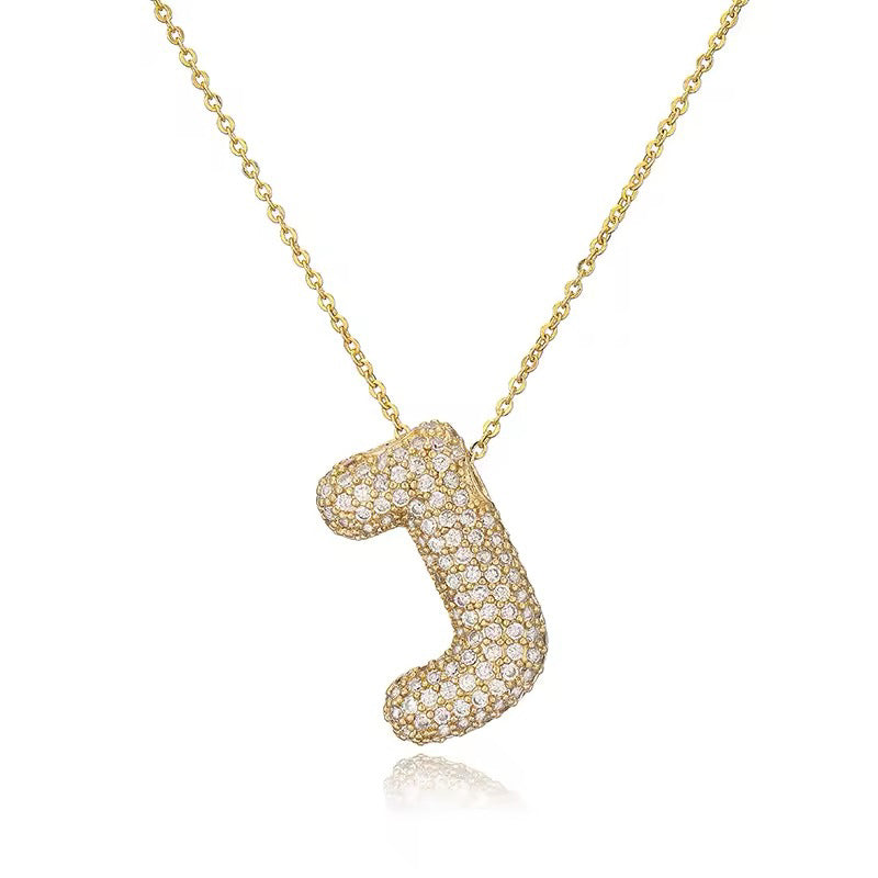 ROMALI 18K Gold-Plated Zirconia Balloon Initial Necklace - ROMALI