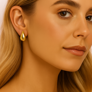 18k Gold-Plated Statement Golden Teardrop Stud Dangle Earrings Small, Medium, Large - ROMALI
