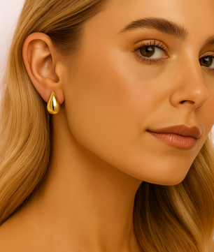 18k Gold-Plated Statement Golden Teardrop Stud Dangle Earrings Small, Medium, Large - ROMALI