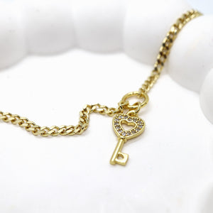 18k Goldplated Heartfelt Key Charm Necklace