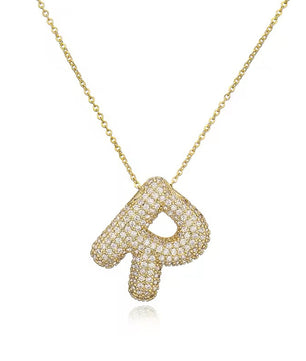 ROMALI 18K Gold-Plated Zirconia Balloon Initial Necklace - ROMALI