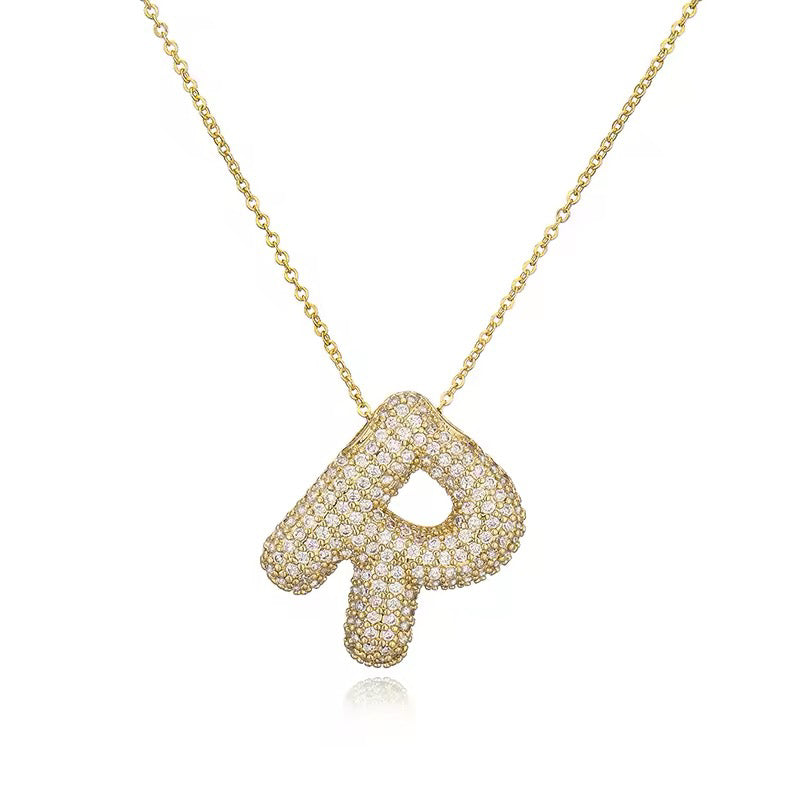 ROMALI 18K Gold-Plated Zirconia Balloon Initial Necklace - ROMALI