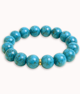 ROMALI 18K Gold-Plated Natural Turquoise Bracelet 10mm - ROMALI