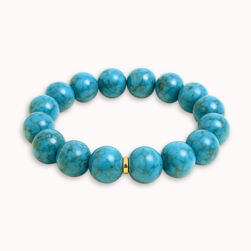 ROMALI 18K Gold-Plated Natural Turquoise Bracelet 10mm - ROMALI