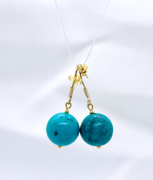 18k Gold-plated Natural Turquoise Earrings - ROMALI