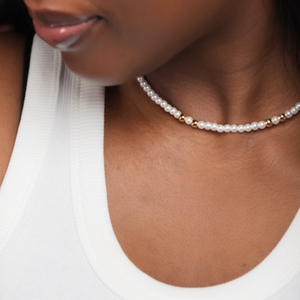 ROMALI 18K Gold-Plated Mini Pearl Gold Ball Necklace - ROMALI