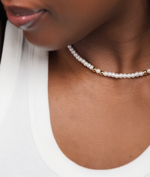 ROMALI 18K Gold-Plated Mini Pearl Gold Ball Necklace - ROMALI