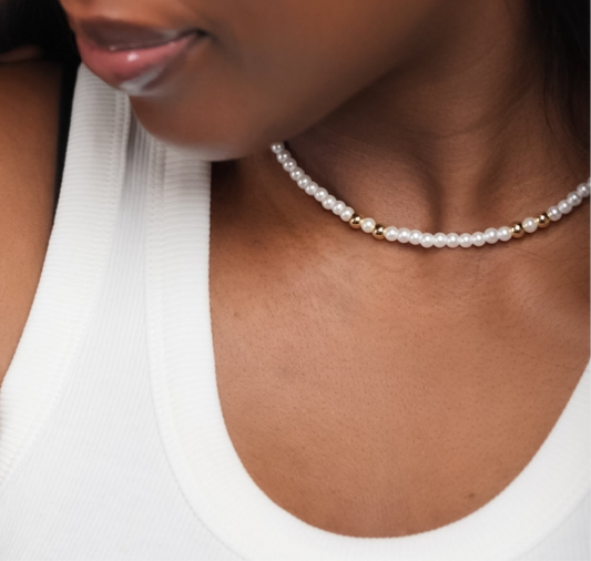 ROMALI 18K Gold-Plated Mini Pearl Gold Ball Necklace - ROMALI