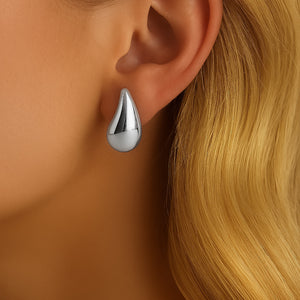 ROMALI Silver Stainless Steel Teardrop Stud Dangle Earrings Small, Medium, Large - ROMALI