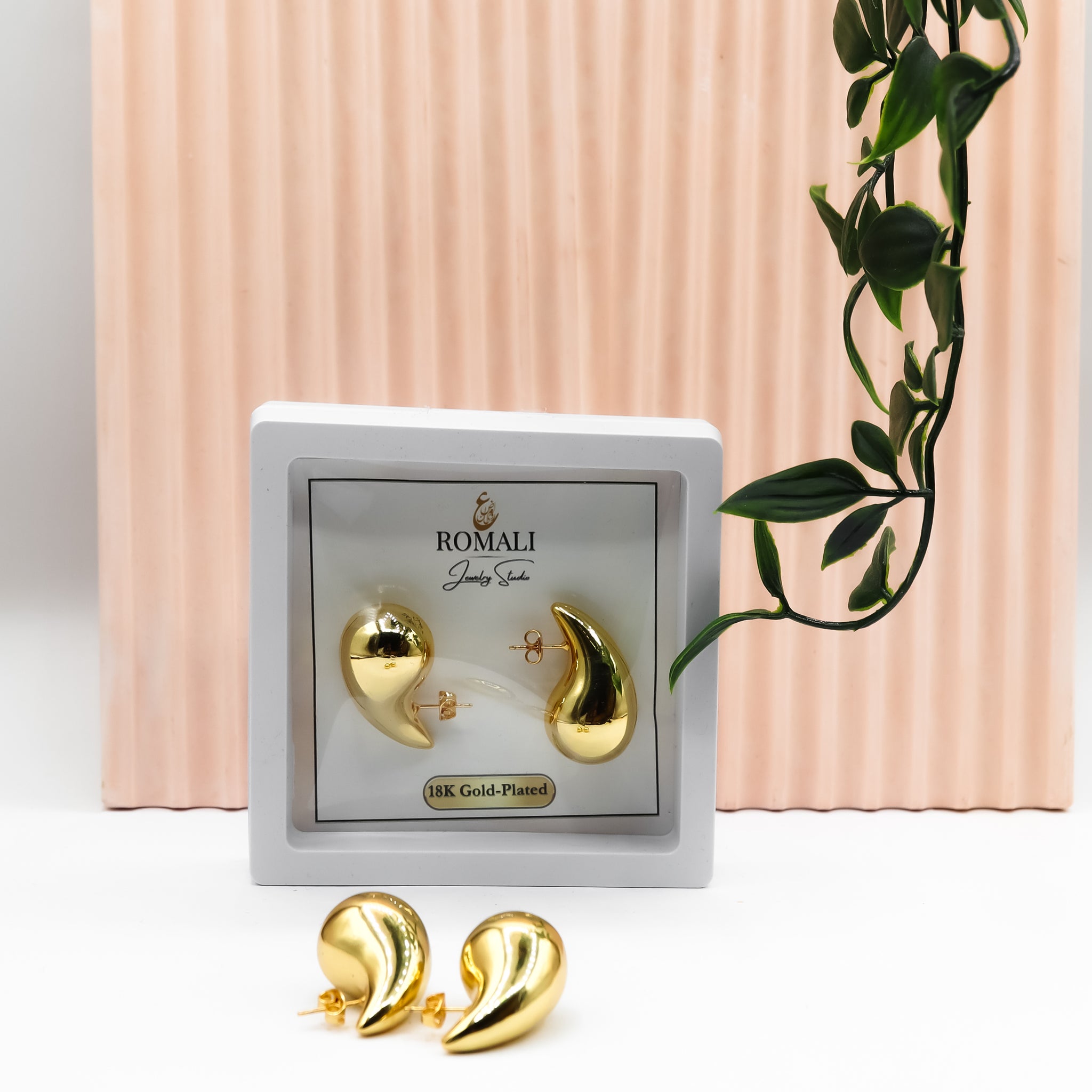 18k Gold-Plated Large Chunky Golden Teardrop Earrings