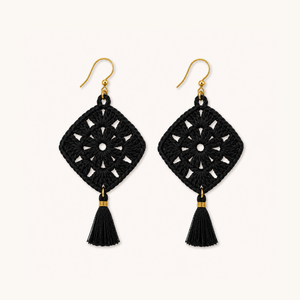 ROMALI Handmade Crochet Tassel Earrings | 18K Gold-Plated