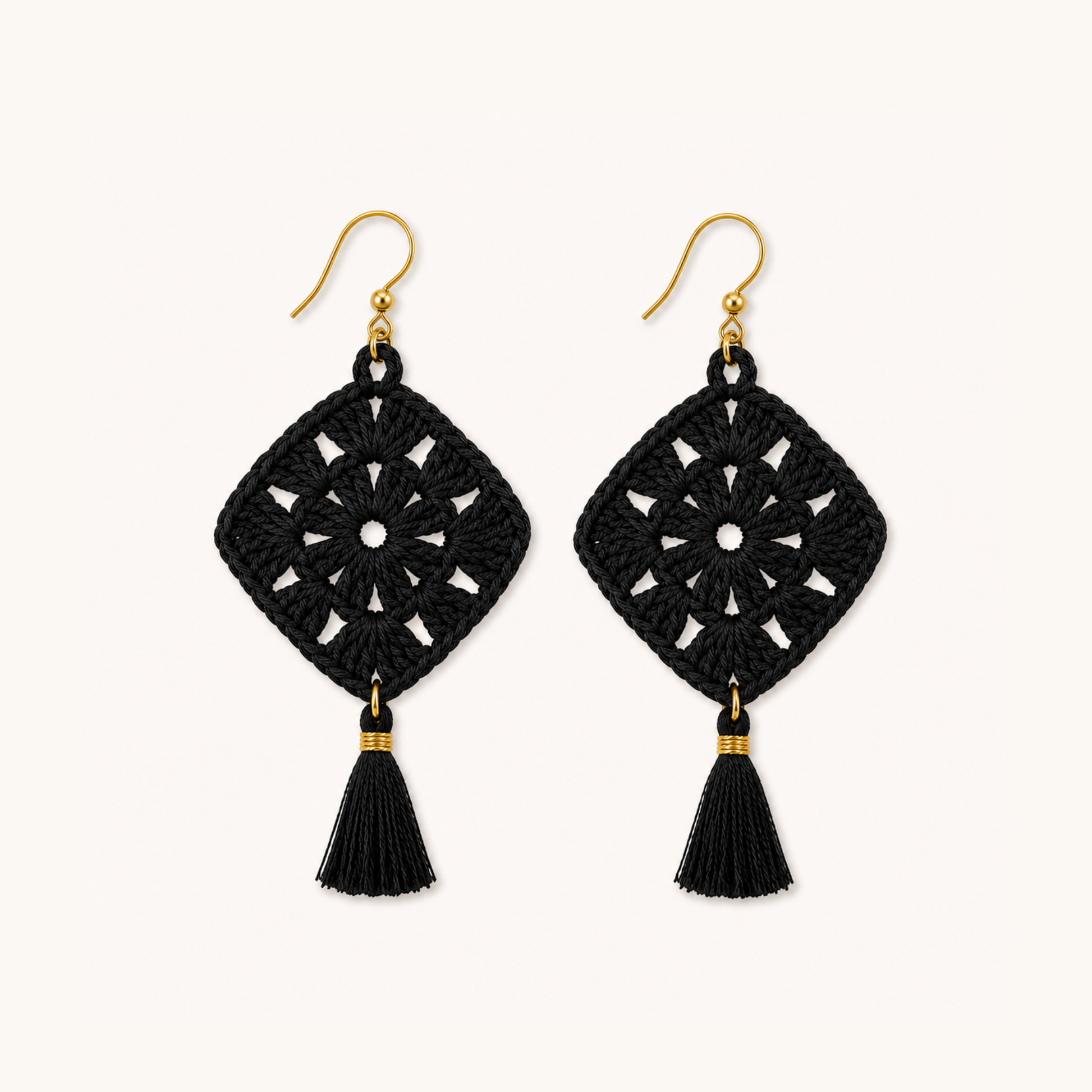 ROMALI Handmade Crochet Tassel Earrings | 18K Gold-Plated
