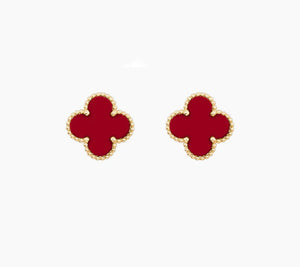 18k Solid Gold Lucky Clover Studs