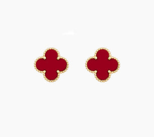 18k Solid Gold Lucky Clover Studs