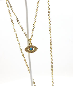 18k Gold-Plated Dainty Evil Eye Pendant Necklace - ROMALI