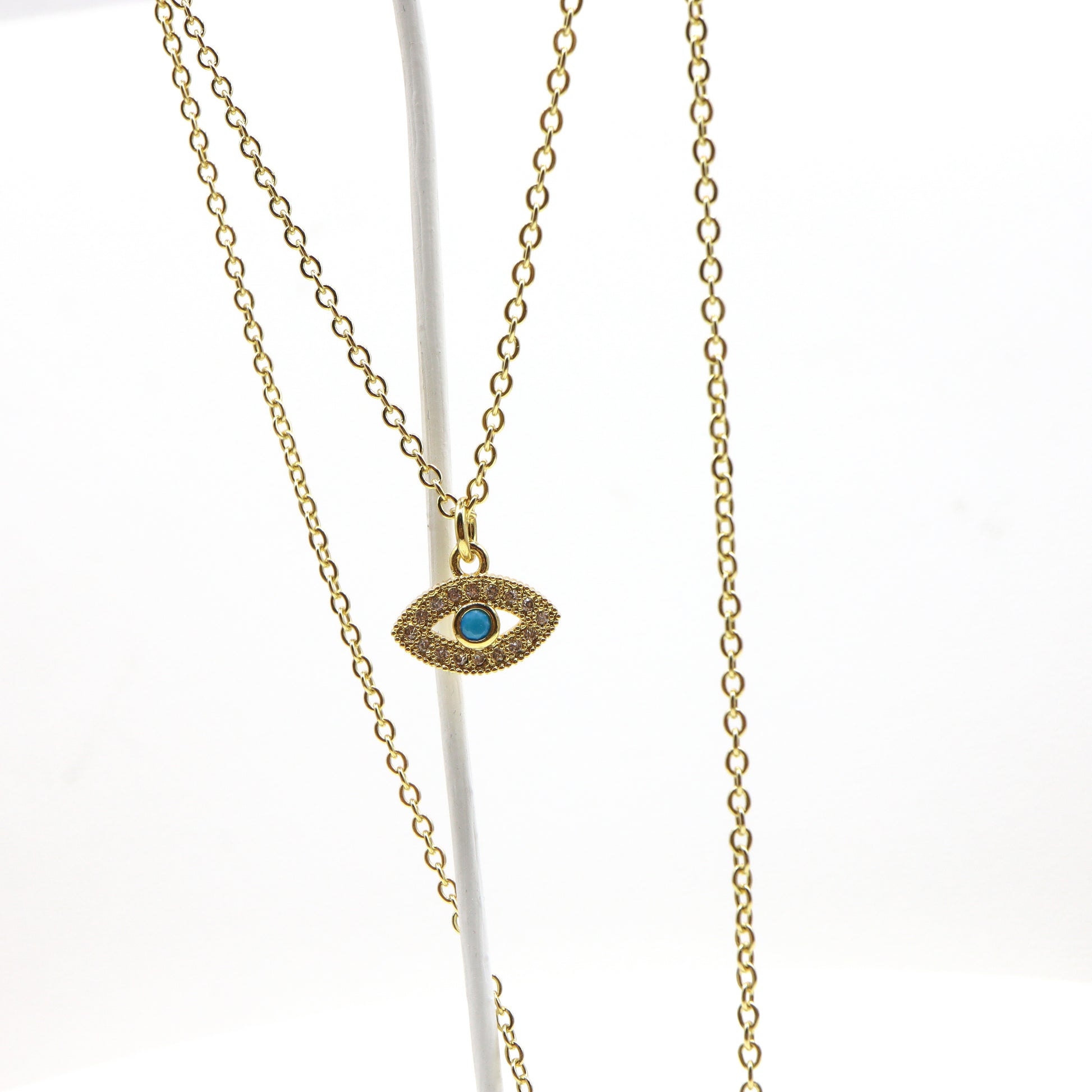 18k Gold-Plated Dainty Evil Eye Pendant Necklace