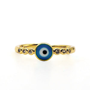 ROMALI 18K Gold Plated Evil Eye Ring with CZ Accents