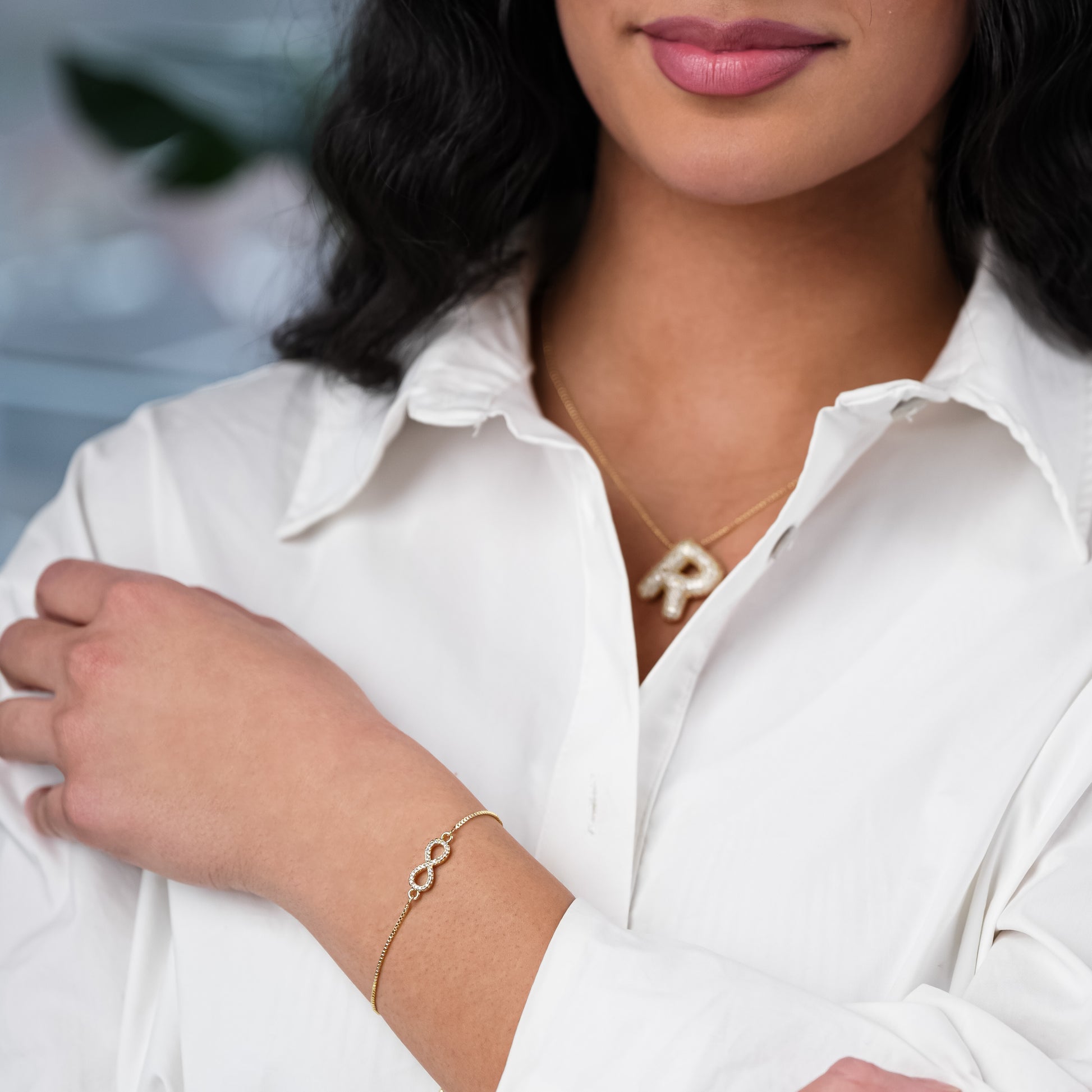 ROMALI 18K Gold-Plated Infinity Adjustable Slider Bracelet - ROMALI