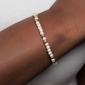 ROMALI 18K Gold-Plated Mini Pearl Gold Bead Bracelet - ROMALI