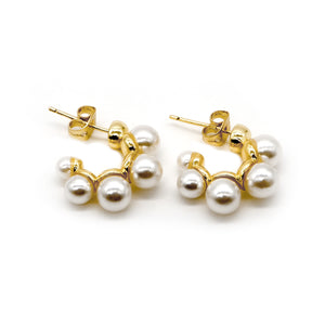 ROMALI 18k Gold-Plated Hoop Earrings with Pearl Cluster Accents - ROMALI