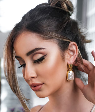 ROMALI 18k Gold-Plated Shell Pearl Drop Earrings - ROMALI