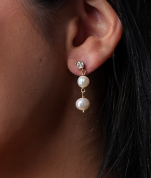 ROMALI 18K Gold-Plated Freshwater Pearl Dangle Earrings - ROMALI