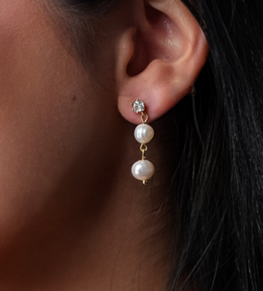 ROMALI 18K Gold-Plated Freshwater Pearl Dangle Earrings - ROMALI