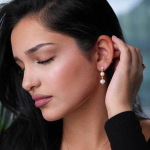 ROMALI 18K Gold-Plated Freshwater Pearl Dangle Earrings - ROMALI