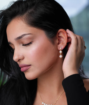 ROMALI 18K Gold-Plated Freshwater Pearl Dangle Earrings - ROMALI