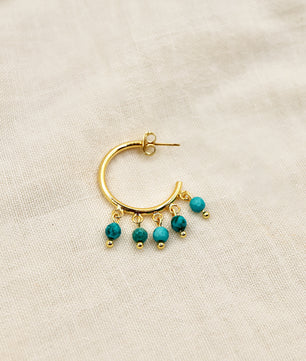 18k Gold-Plated Turquoise Hoops - ROMALI