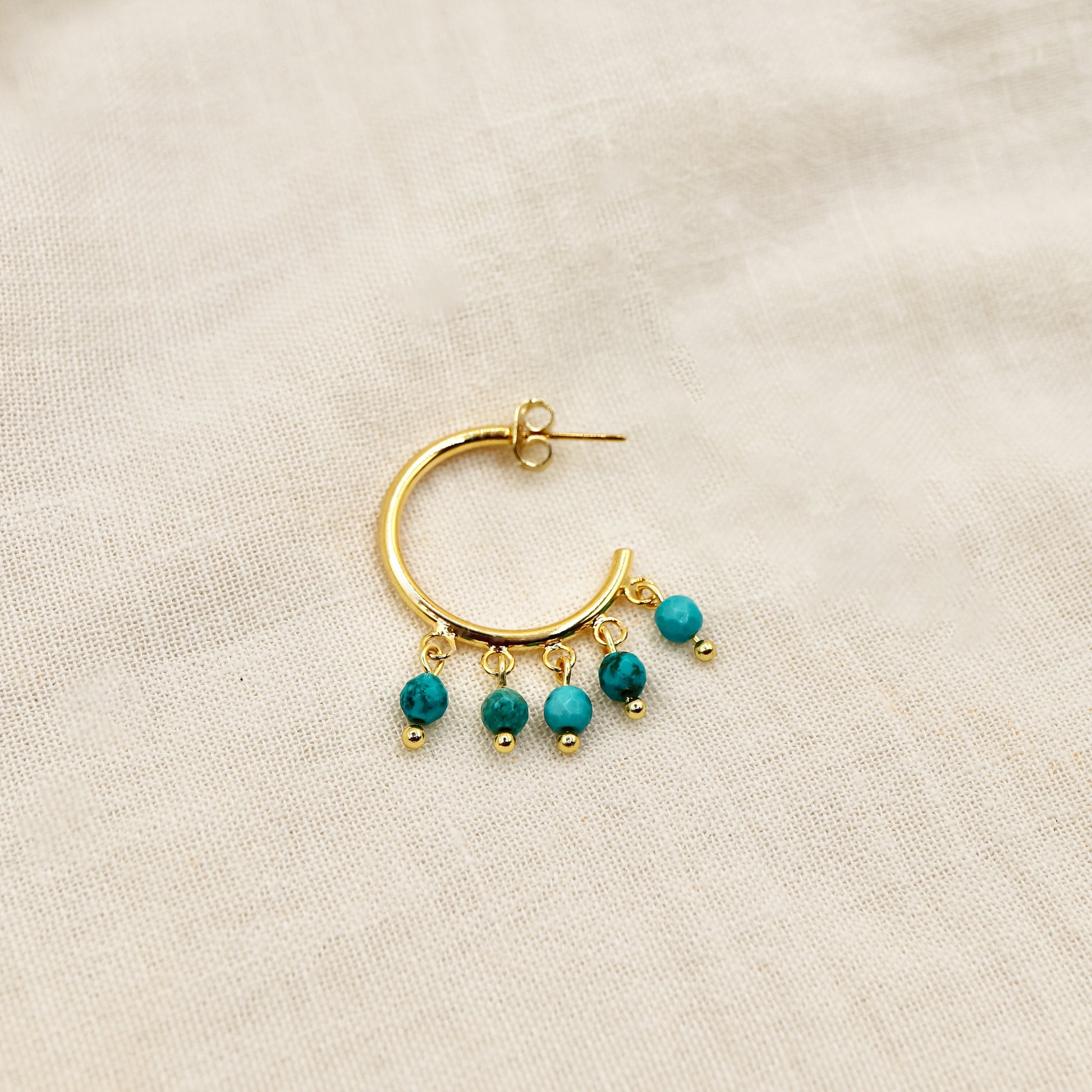 18k Gold-Plated Turquoise Hoops - ROMALI
