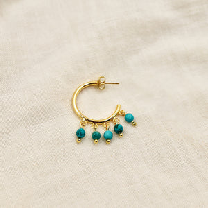 18k Goldplated Turquoise Hoops