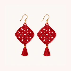ROMALI Handmade Crochet Tassel Earrings | 18K Gold-Plated